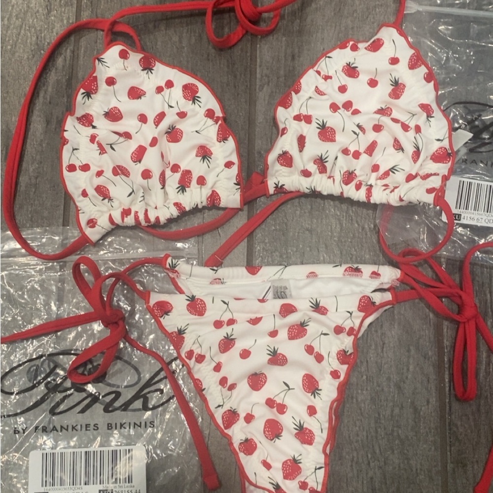 Frankie's Bikinis Strawberry Print Bikini - Red and White